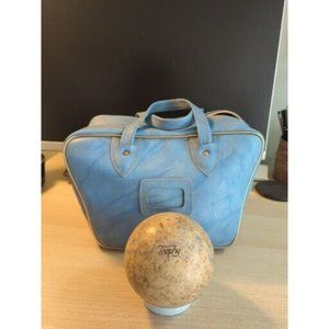 Vintage Trophy Candlepin Bowling Balls (4), and Blue Blowing Bag w/Dividers
